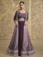 Dark Purple Real Premium Chinon Silk Western Lehenga Choli